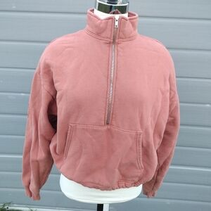 Set Active Half Zip Cropped Long Sleeve Cotton Women's sweatshirt Size M